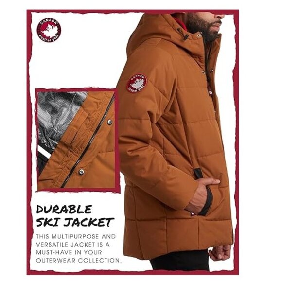 Carhartt color Canada Weathergear Puffy Fake Fur Trim Hooded Parka Jacket XL - Picture 3 of 7